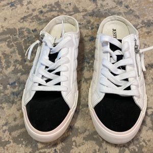 Black and white slip on